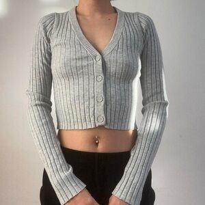 Aerie Light Gray cropped Long sleeve